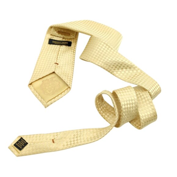 Donald J. Trump Signature Collection Silk Tie Metallic Yellow Checkered - Picture 3 of 7